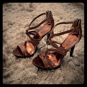 Carlos Santana strappy bronze stiletto sandals Sz6